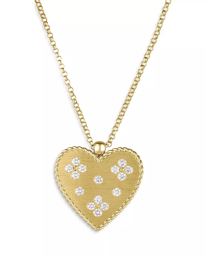 Venetian Princess 0.21ct Diamond Heart Pendant in 18K Yellow Gold, 18" chain