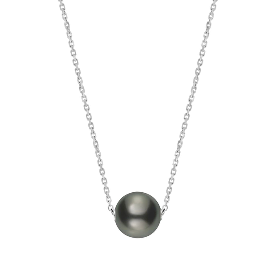 Japan 10mm A+ Black South Sea Pearl Pendant in 18K White Gold, 18 chain