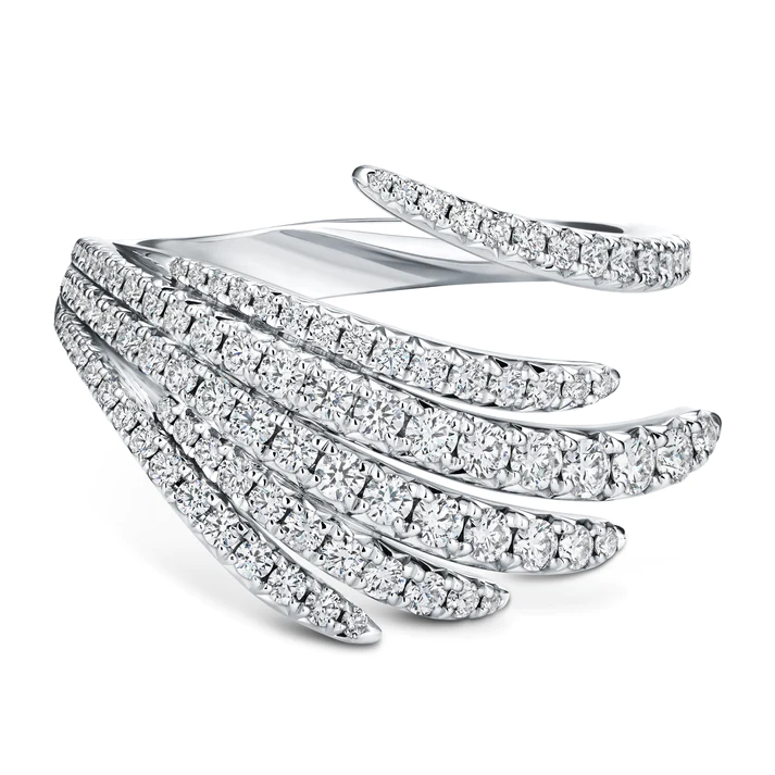 Vela Cocktail 0.80-0.99Ct Diamond Wrap Ring in 18k White Gold, Size 6.5