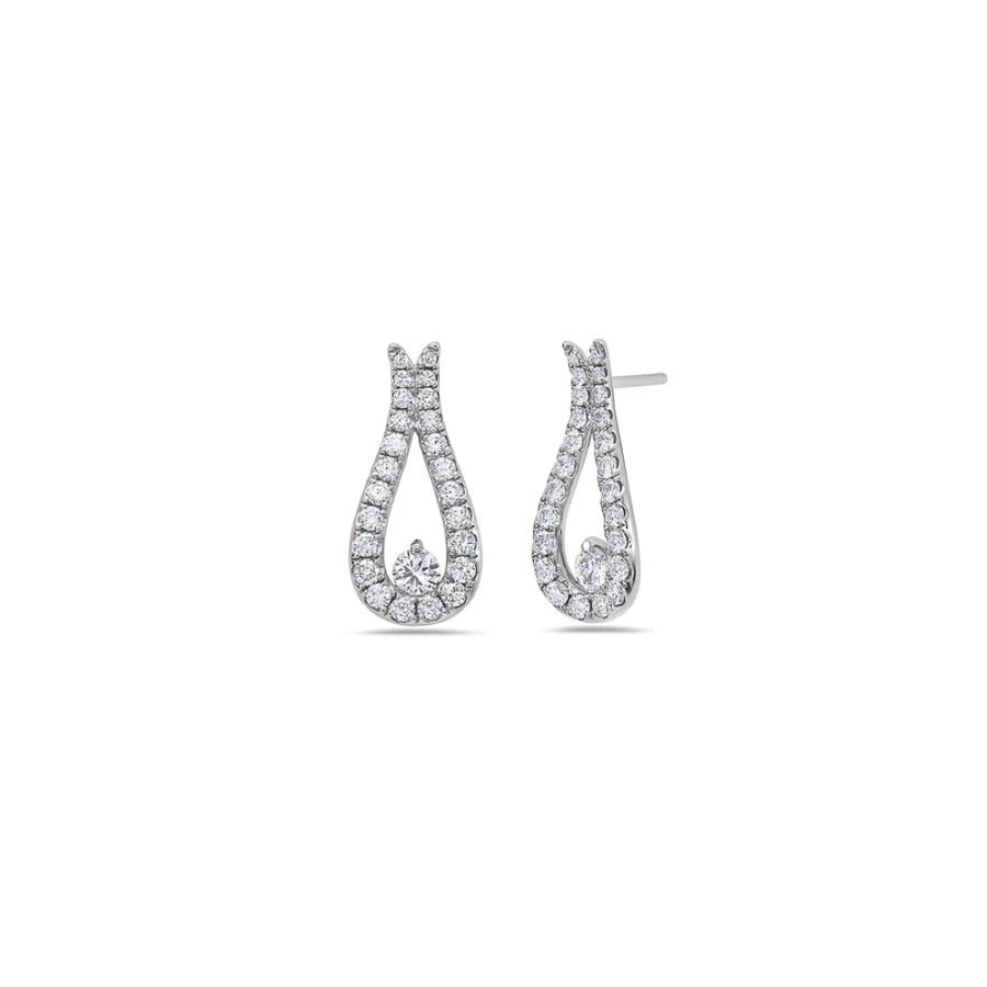 1.14ct Diamonds Teardrop Earrings in 18K White Gold