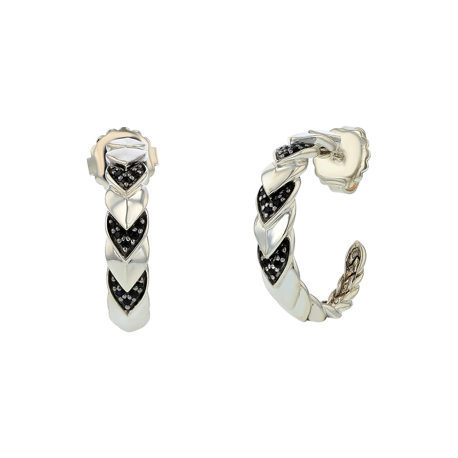 John Hardy Legends Naga Black Sapphire Hoop Earrings in Sterling Silver