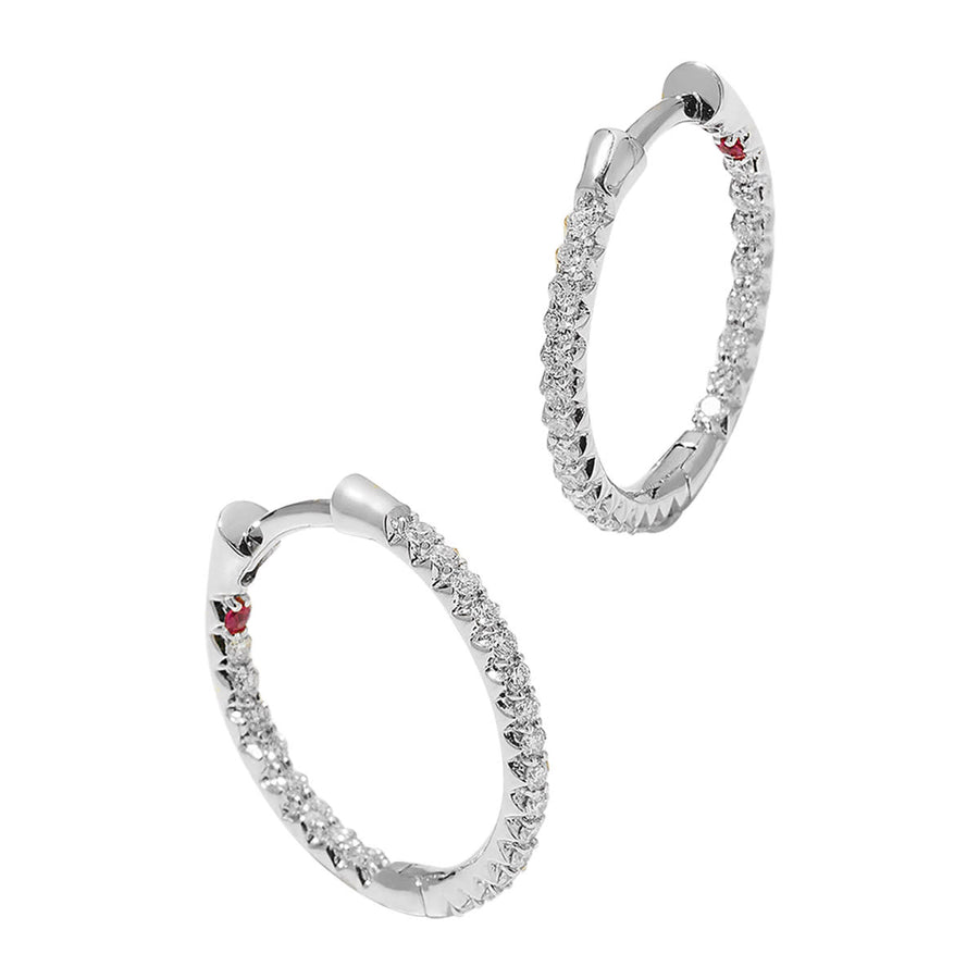 Perfect Diamond 0.40ct Diamond 18mm Inside Out Pave Hoop Earrings in 18K White Gold