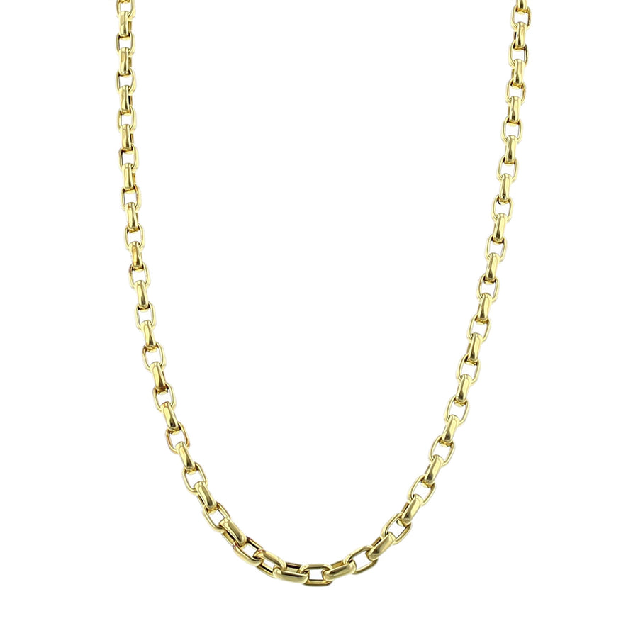 Designer Gold Fine Gauge Square Link Chain Necklace in 18K Yellow Gold, 17"