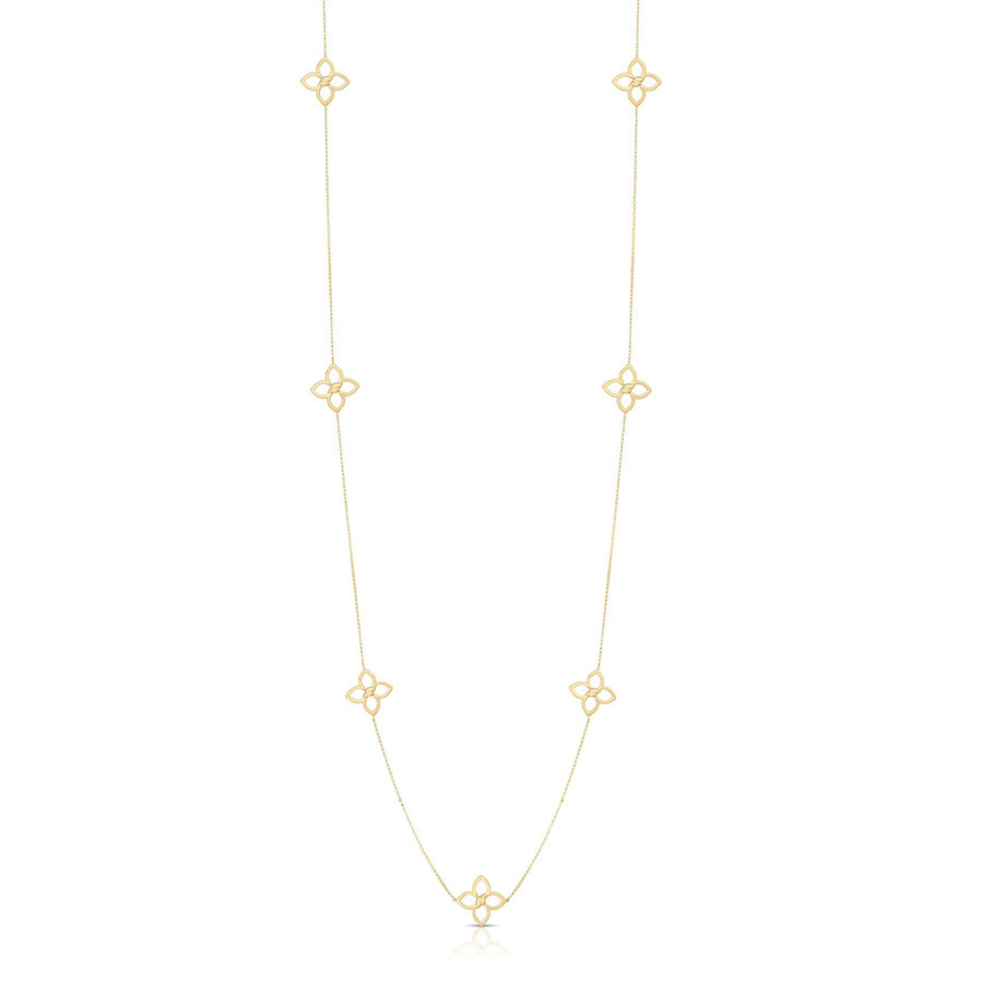Cialoma 1.19Ct Diamond Station Flower Necklace in 18k Yellow Gold, 33in
