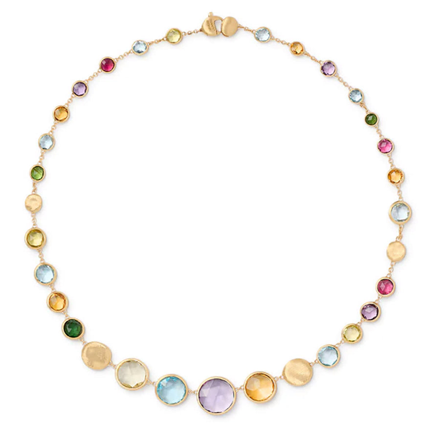 Jaipur Mixed Gemstone Graduated Necklace in 18K Yellow Gold, 17"