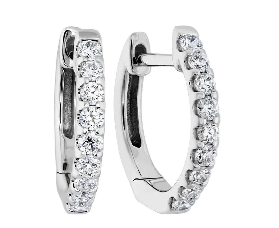 Odessa 0.24-0.27ct Diamond Huggie Hoop Earrings in 18K White Gold