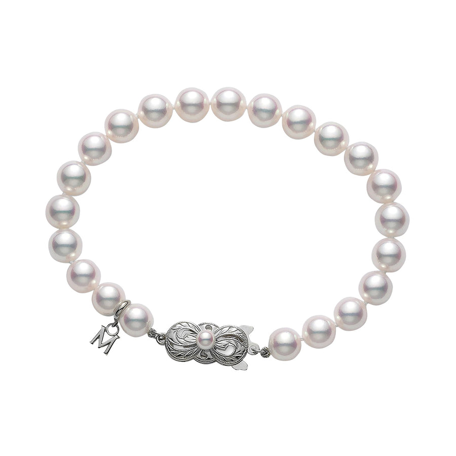 6-6.5mm A Pearl 7" Bracelet in 18K White Gold