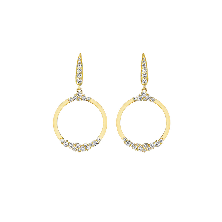 Stardust Diamond Circle Drop Earrings in 18K Yellow Gold