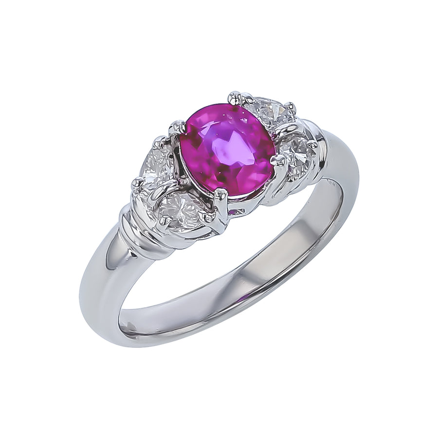 1.12ct Ruby and 0.33ct Diamond Ring in Platinum, size 6