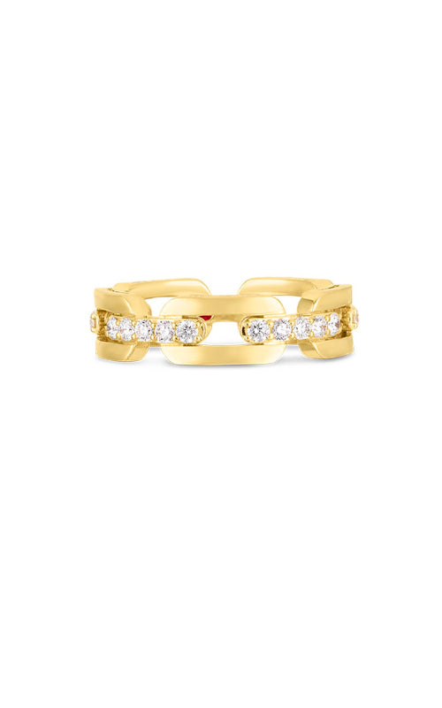 Navarra 0.55ct Diamond Hard Chain Ring in 18K Yellow Gold, Size 6.5