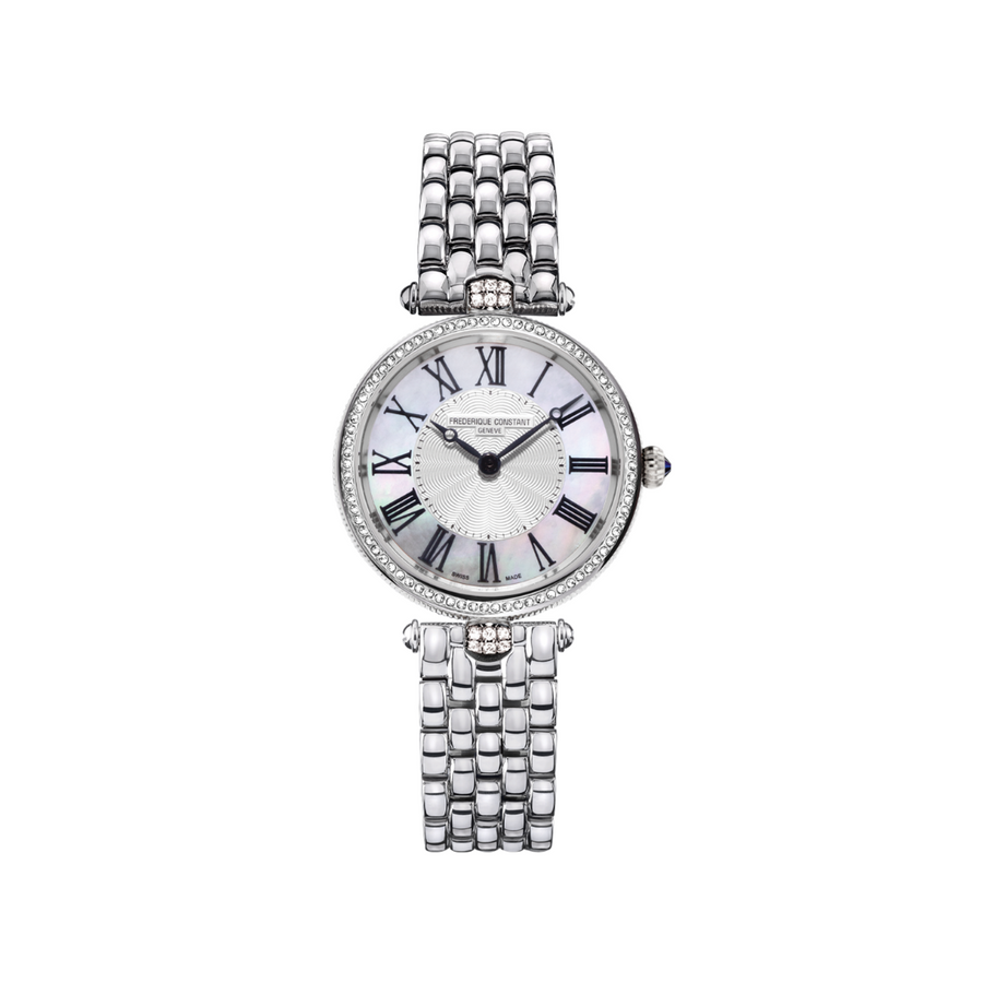 30mm Art Deco Watch with Silver Dial in Stainless Steel, Bracelet