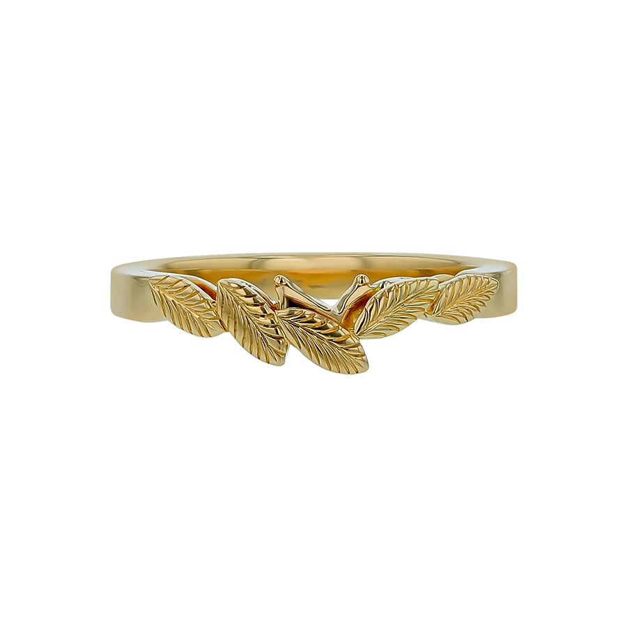 Leaf Design Band in 18K Yellow Gold, size 5