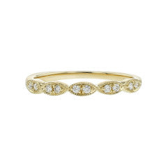 0.10ct Full Cut Diamonds Milgrain Band in 14k Yellow Gold