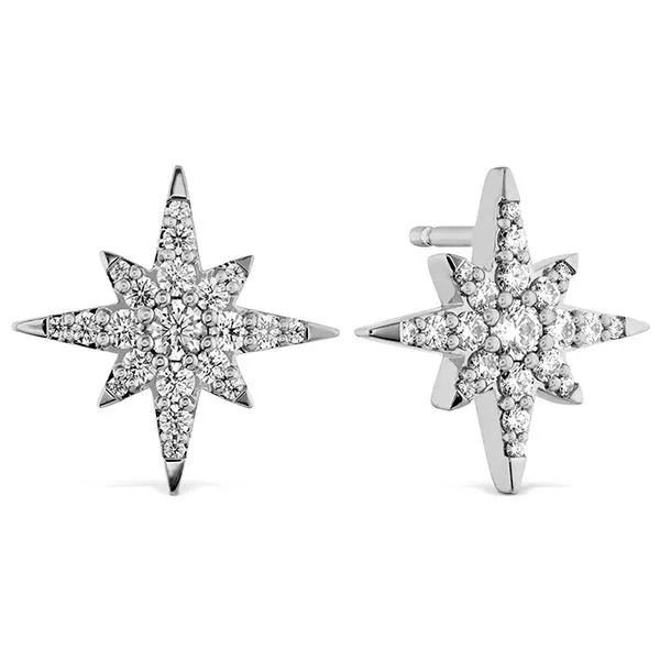 Charmed Starburst 0.40-0.47ct Diamond Stud Earrings in 18K White Gold