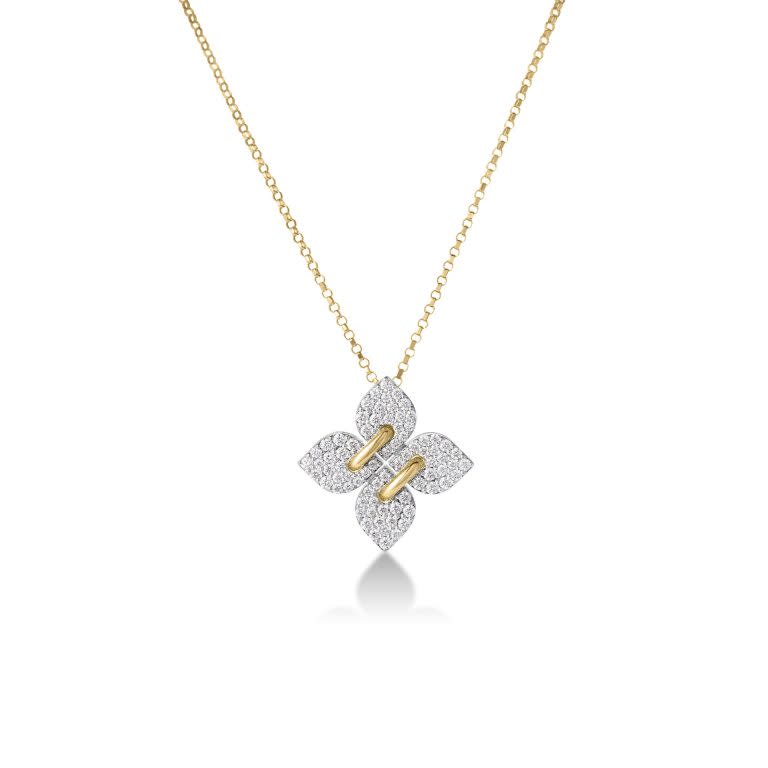 Venetian Princess 0.49ct Diamond Pendant on Chain in 18K Yellow and White Gold, 17" chain