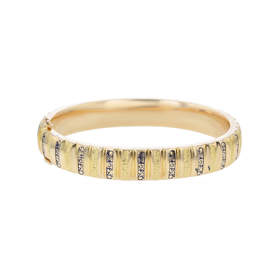 10.7mm Bangle Bracelet in 18K Yellow Gold and Enamel 8"