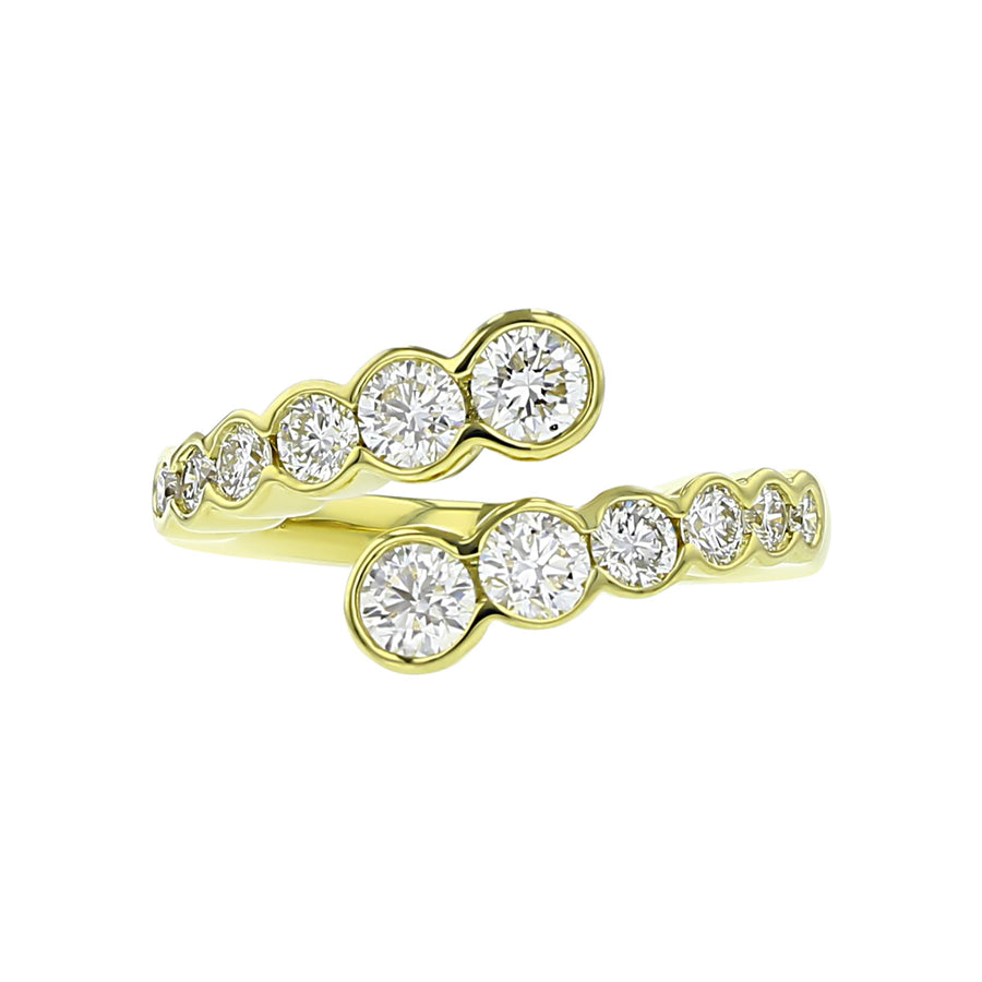 Precious Pastel 1.38ct Diamond Demi Bezel Bypass Ring in 18K Yellow Gold, size 6.5