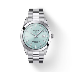 40mm Gentleman Powermatic 80 Silicum Watch with Ice Blue Dial in Stainless Steel, Bracelet