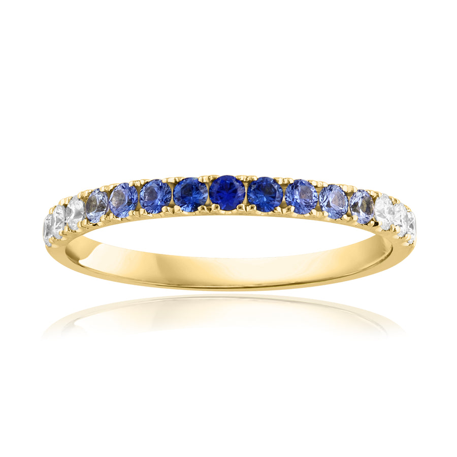 0.31ct Round Sapphire and 0.18ct Diamond Ombre Band in 18K Yellow Gold, size 6.5