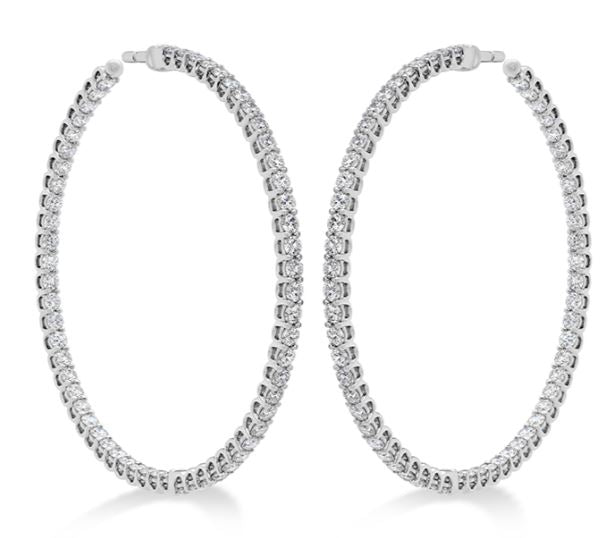 Inside Out 3.19-3.29ct Diamond Hoop Earrings in 18K White Gold