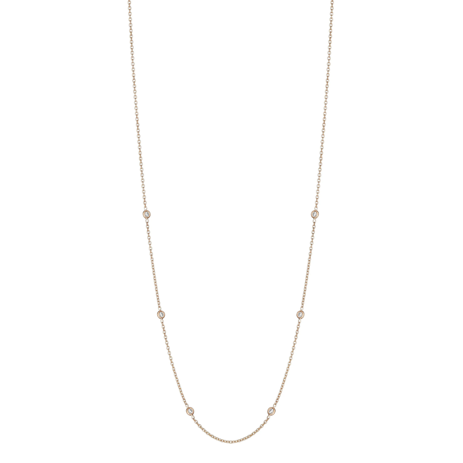 0.30ct Diamond Bezel Station Necklace in 18K Yellow Gold, 18"