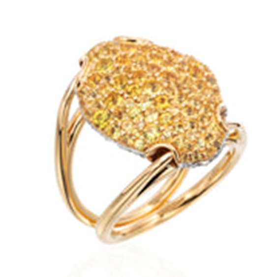 Gallet 2.32ct Yellow Sapphire and 1.55ct Diamond Reversible Ring in 18K Yellow and White Gold, size 7