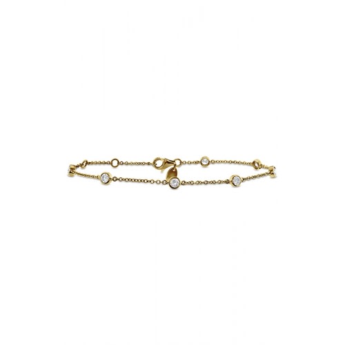Cascade 0.53-0.61ct Diamond Station Bracelet in 18K Yellow Gold, 7"