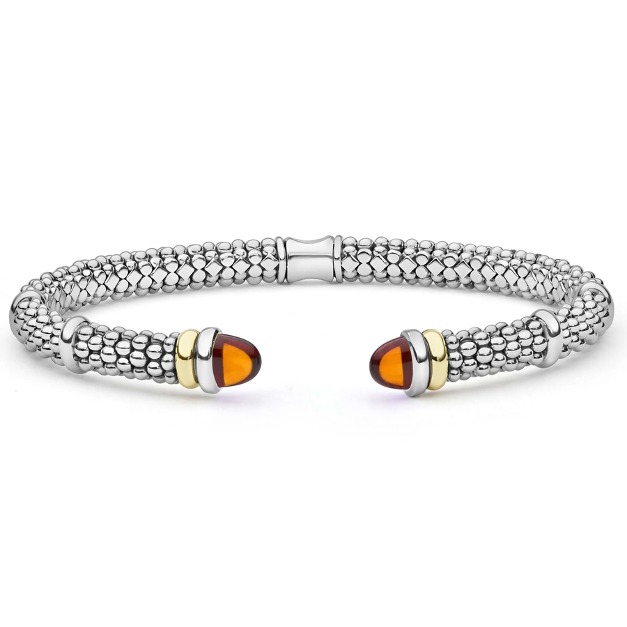 Signature Caviar Citrine Versa Cuff Bracelet in 18K Yellow Gold and Sterling Silver, size medium
