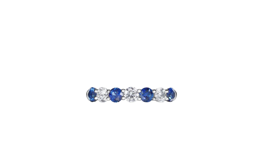 Eden 0.80ct Sapphire and 0.44ct Diamond Alternating Band Ring in Platinum, size 6