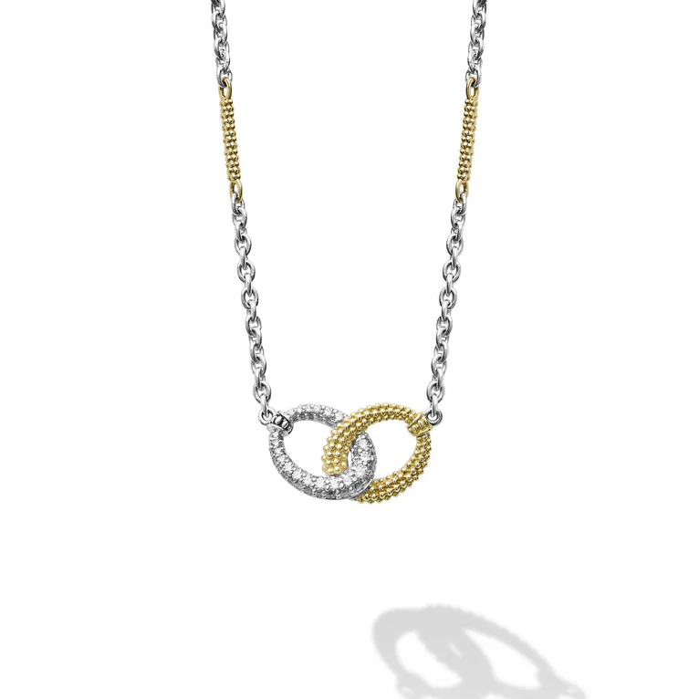 Necklace with a unique pendant design on a white background