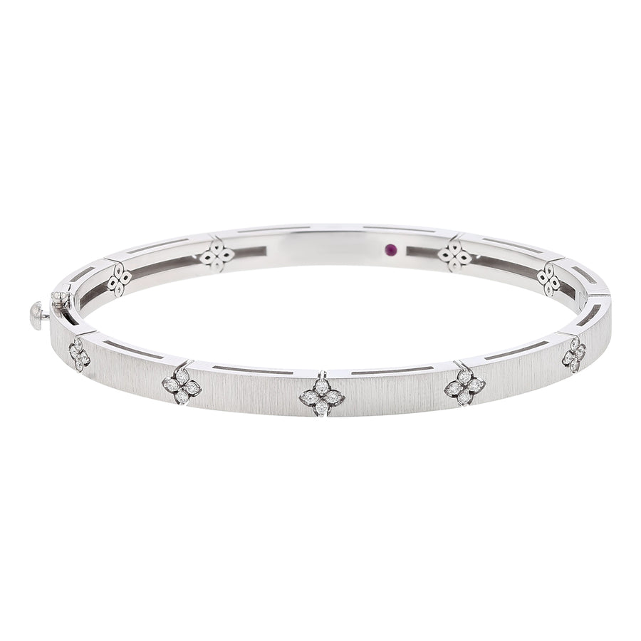 Love in Verona 0.15ct Diamond Satin Bangle Bracelet in 18K White Gold