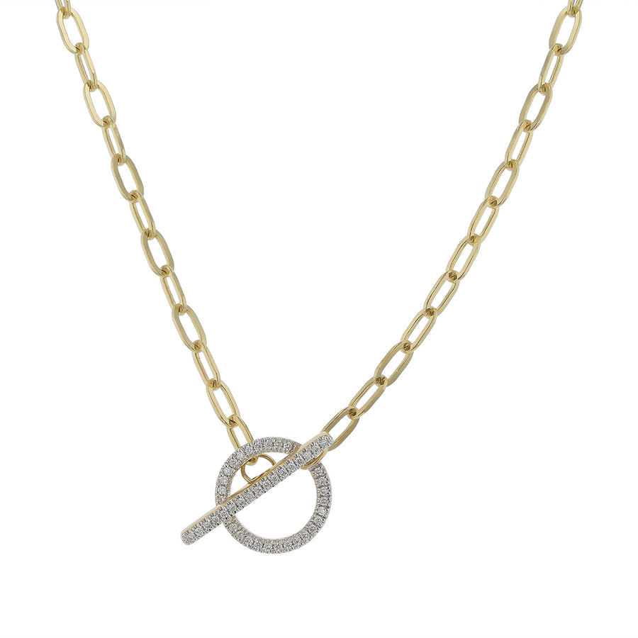 0.17ct Diamond Necklace in 14K Yellow Gold with Toggle Clasp, 16"