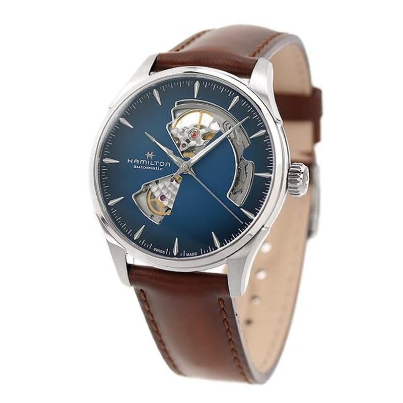 40mm Jazzmaster Open Heart Automatic Watch with Blue Dial Watch in Stainless Steel, Strap
