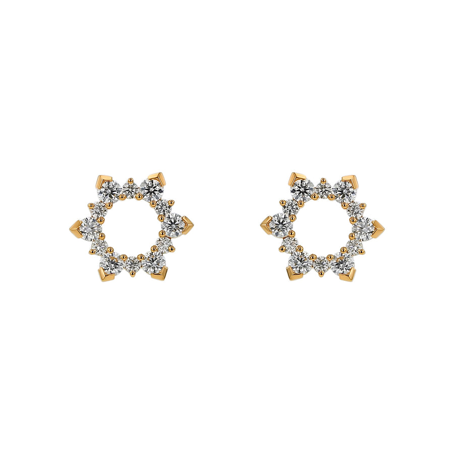 Aerial Sunburst 0.49-0.56ct Diamond Stud Earrings in 18K Yellow Gold