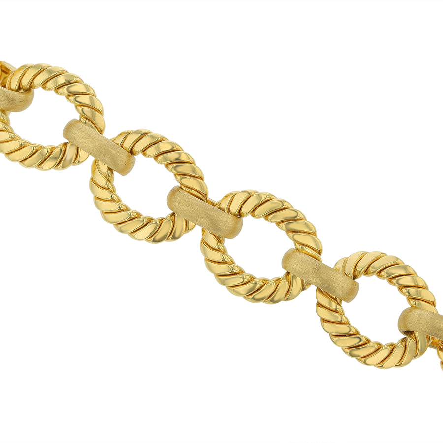 Wide Alternating Link Bracelet in 18K Yellow Gold, 8"