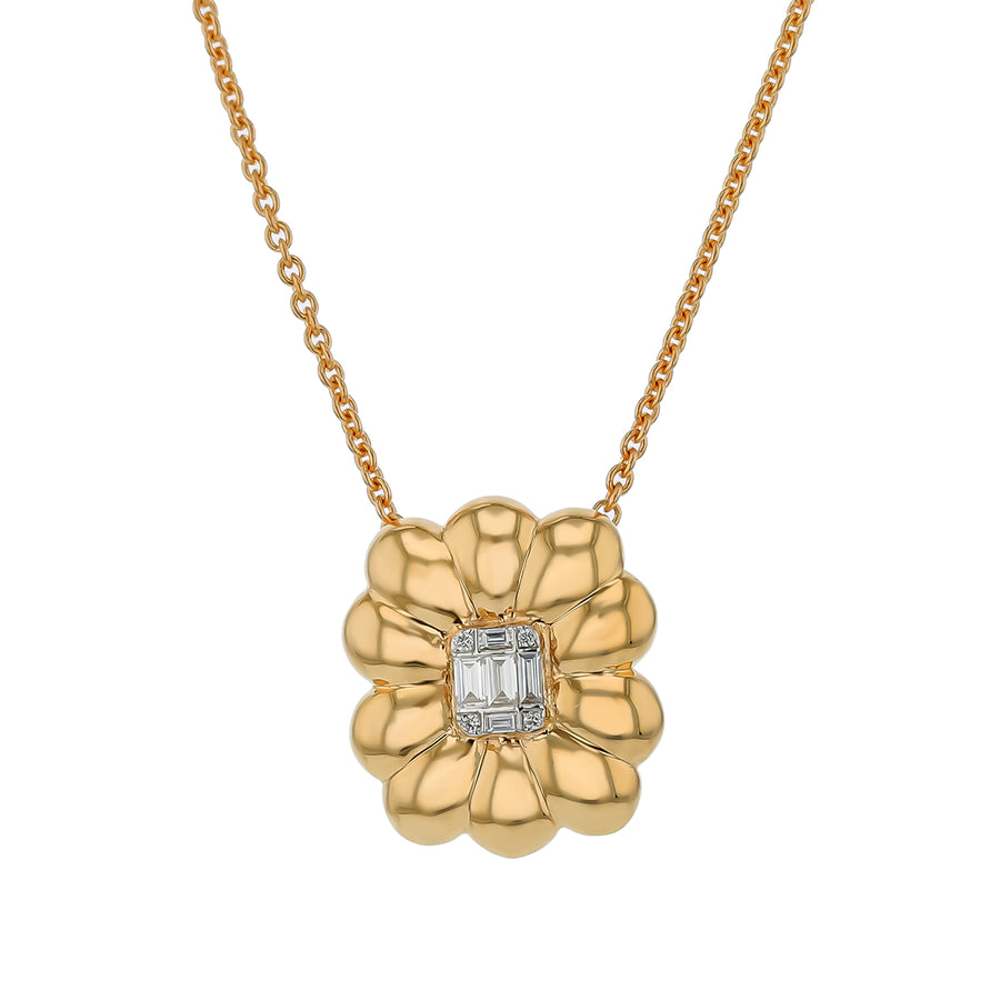 0.14ct Baguette and Round Diamond Necklace in 18K Yellow Gold, 18"