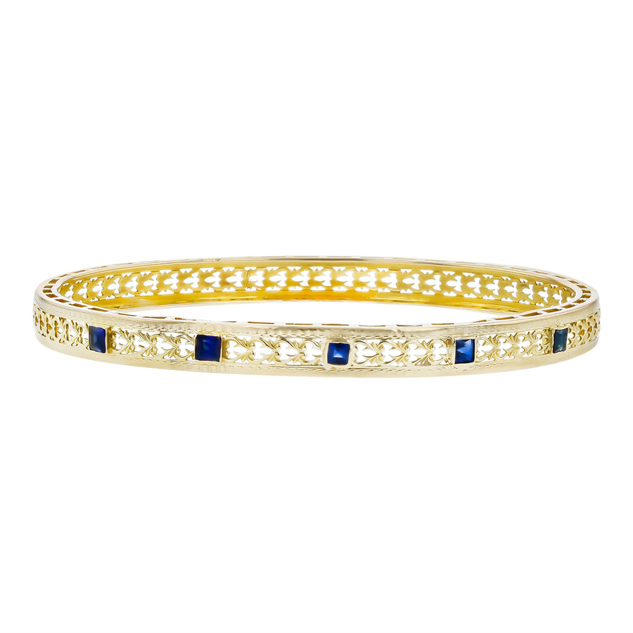 0.90ct Sapphire Bangle Bracelet in 14K Yellow Gold, 7.5"