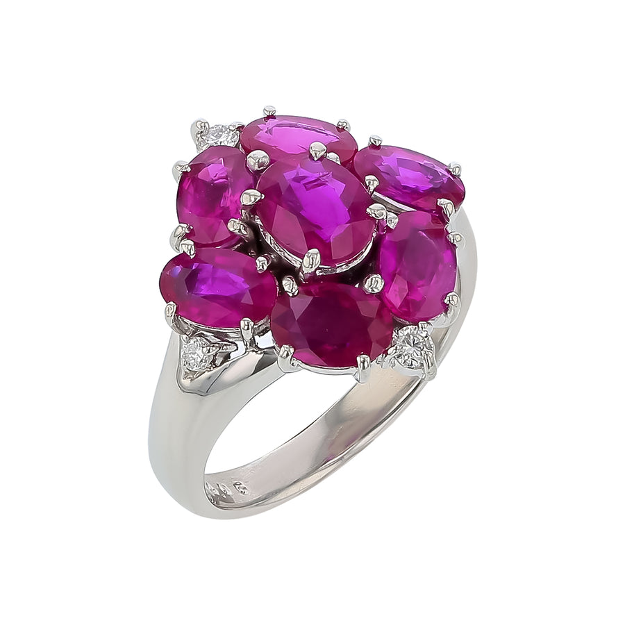 4.06ct Burma Ruby and 0.11ct Diamond Ring in Platinum, size 6