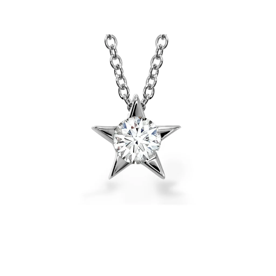 Illa 0.15-0.18ct Diamond Star Pendant in 18K White Gold, 18" chain