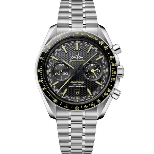 44.25mm Speedmaster Super Racing Black Dial Watch in Stainless Steel with Bracelet