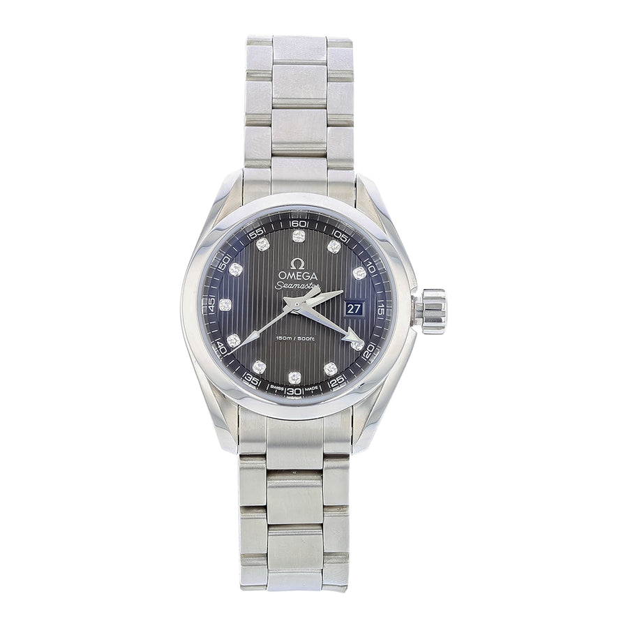 30mm Omega Seamaster with Grey Diamond Dial in Stainless Steel, Bracelet