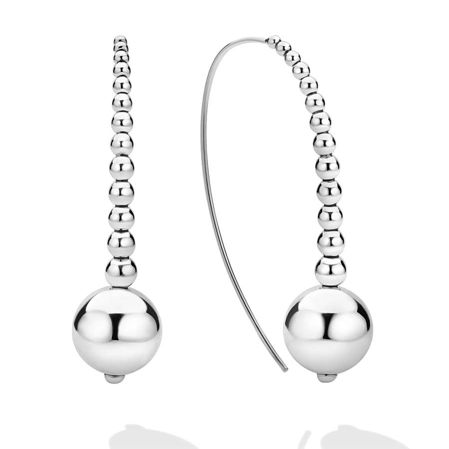 Caviar Bubbly Graduated Bead Drop Earrings in Sterling Silver