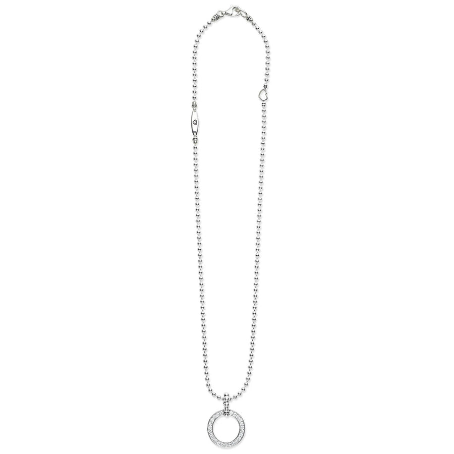 Caviar Spark 0.63ct Diamond 20mm Circle Pendant in Sterling Silver, 16-18" Ball Chain