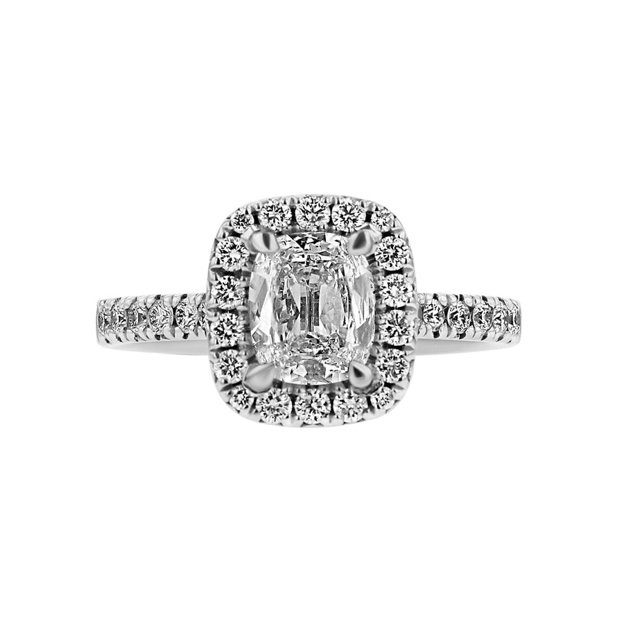 Cushion-Cut Center Diamond Halo Engagement Ring