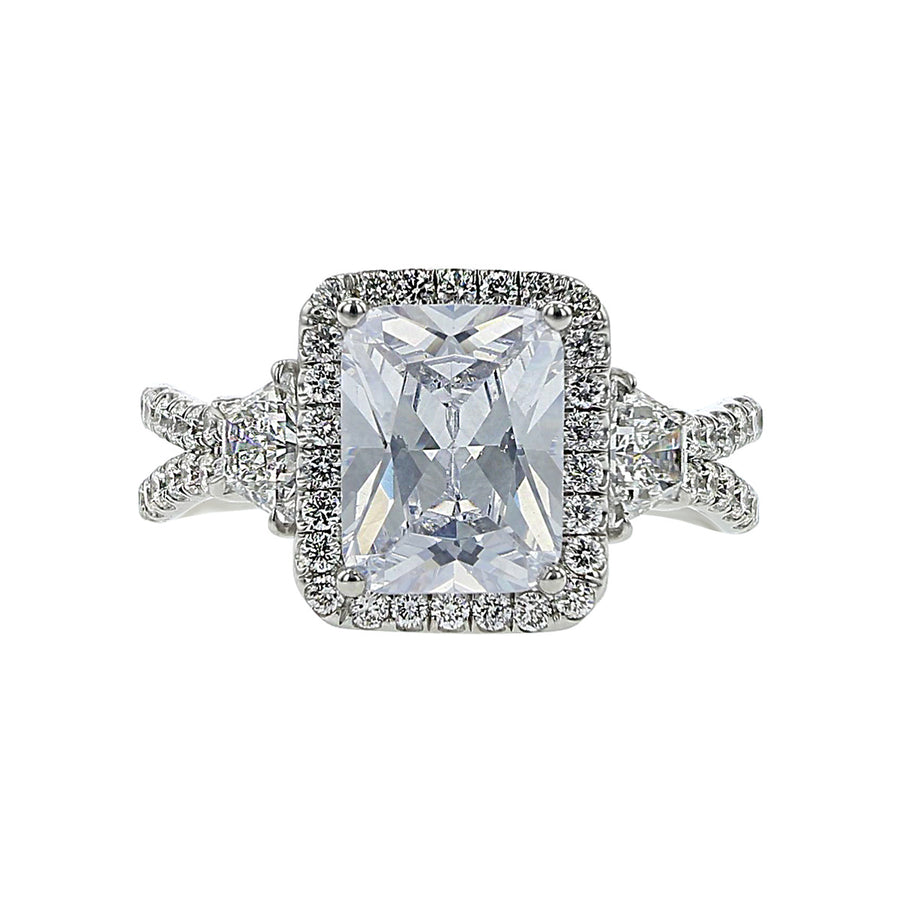 Radiant Diamond 3-Stone Engagement Ring Setting