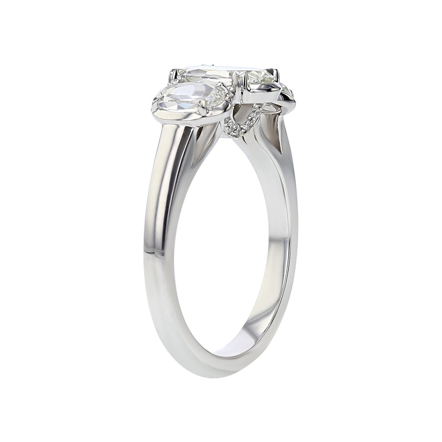3 Stone Oval L'Amour Diamond Engagement Ring
