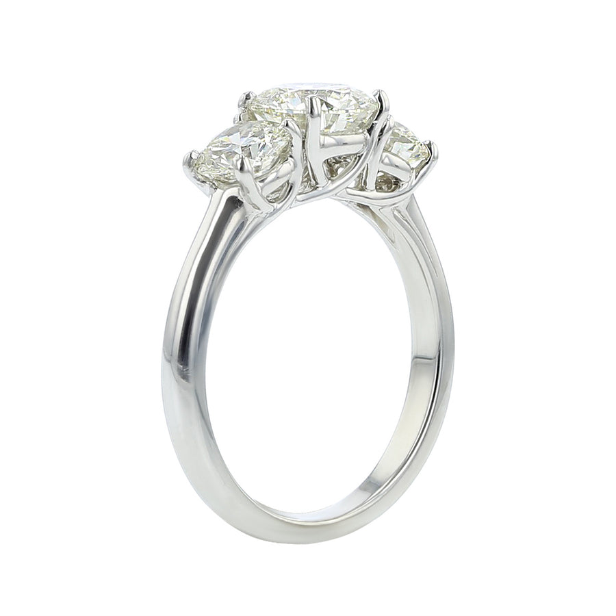 Platinum 3-Stone Fire and Ice Diamond Trellis Engagement Ring