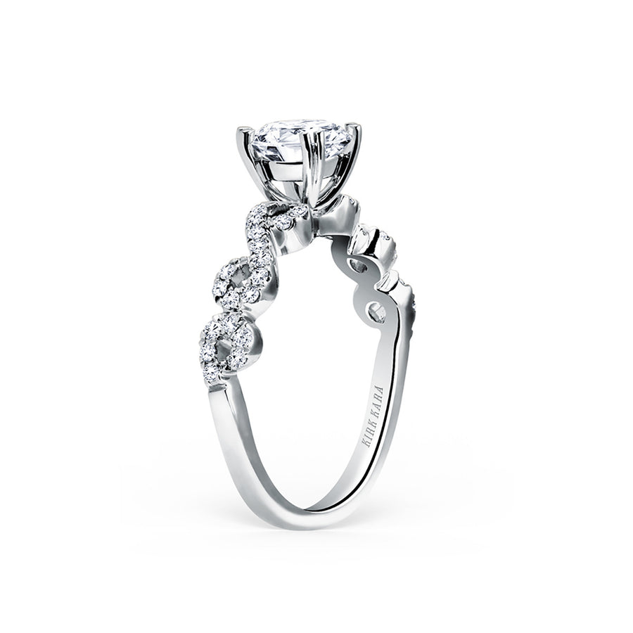 18K White Gold Pirouetta Diamond Engagement Ring Setting