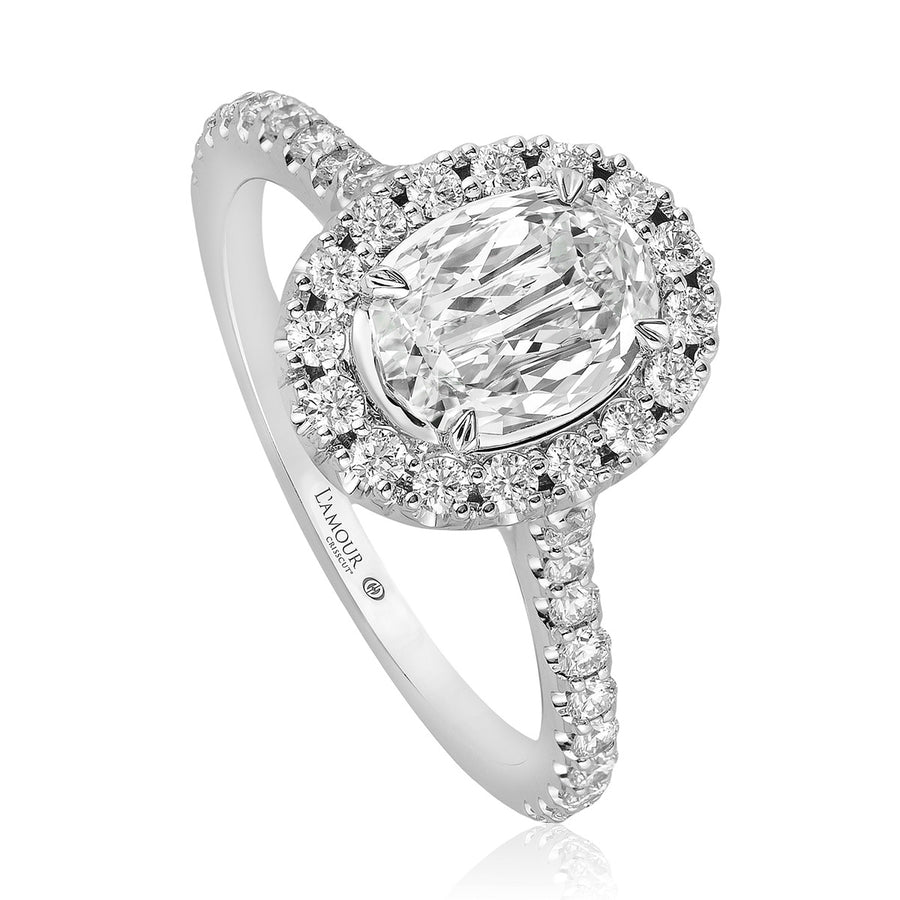 L'Amour Crisscut Oval Diamond Engagement Ring