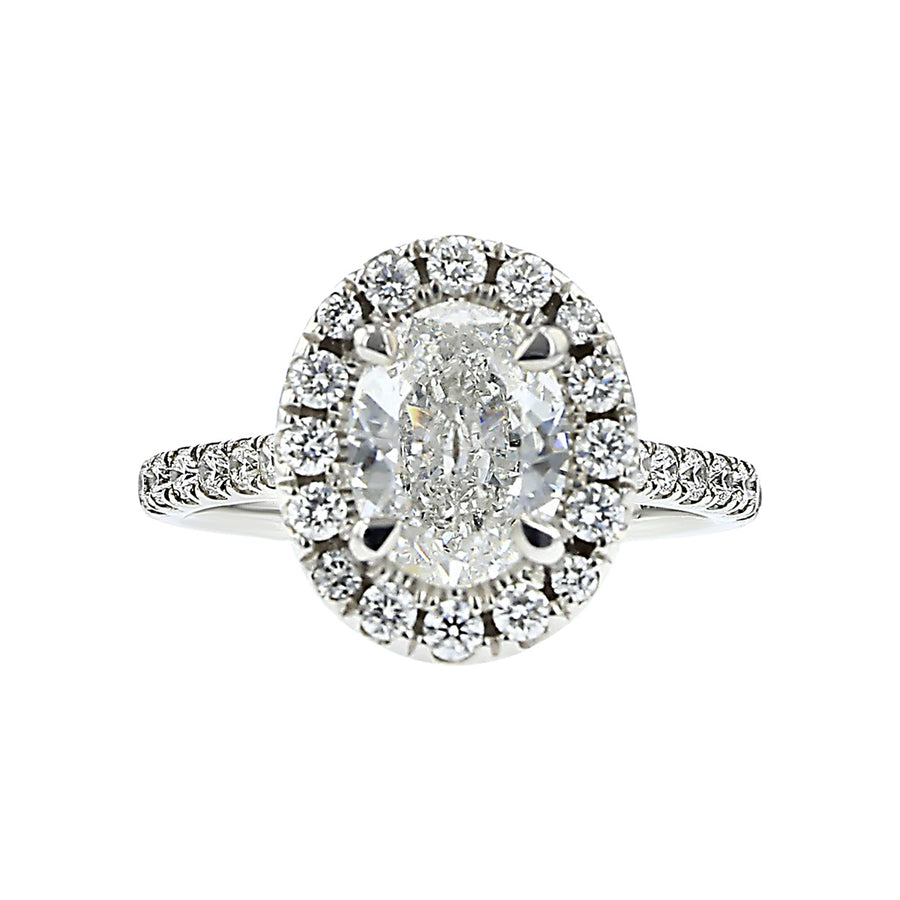 Brilliant Oval Diamond Halo Engagement Ring